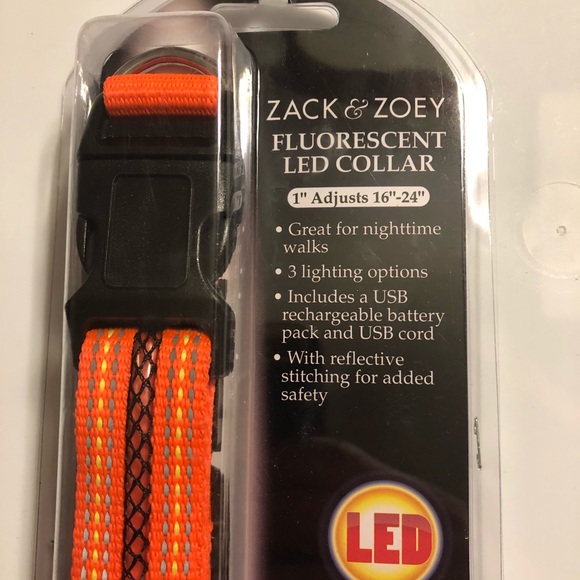 Zack & Zoey Fluorescent LED Dog Collar Orange - Picture 2 of 6